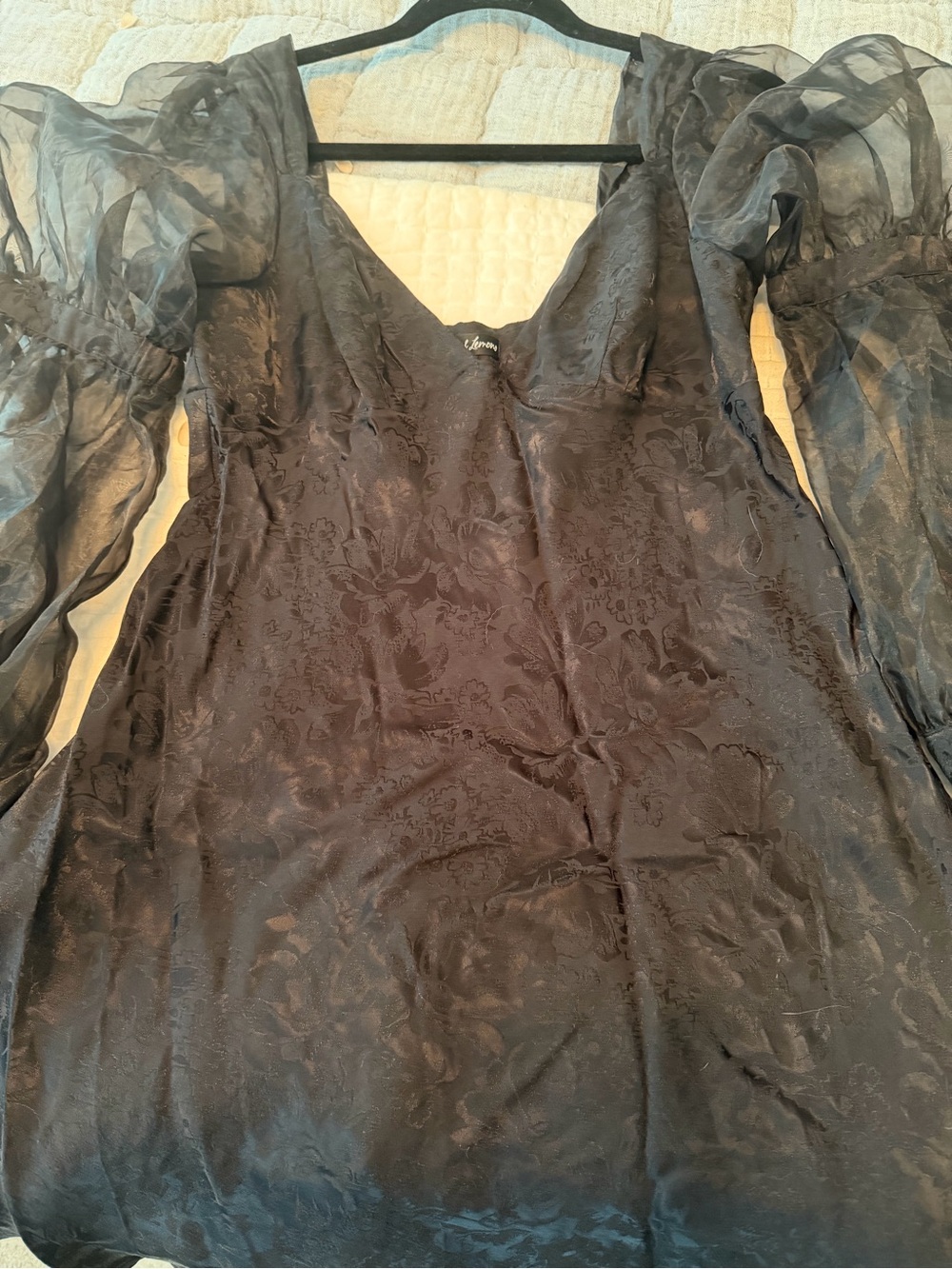 For Love & Lemons Black Floral V-Neck Dress - Picture 4 of 4